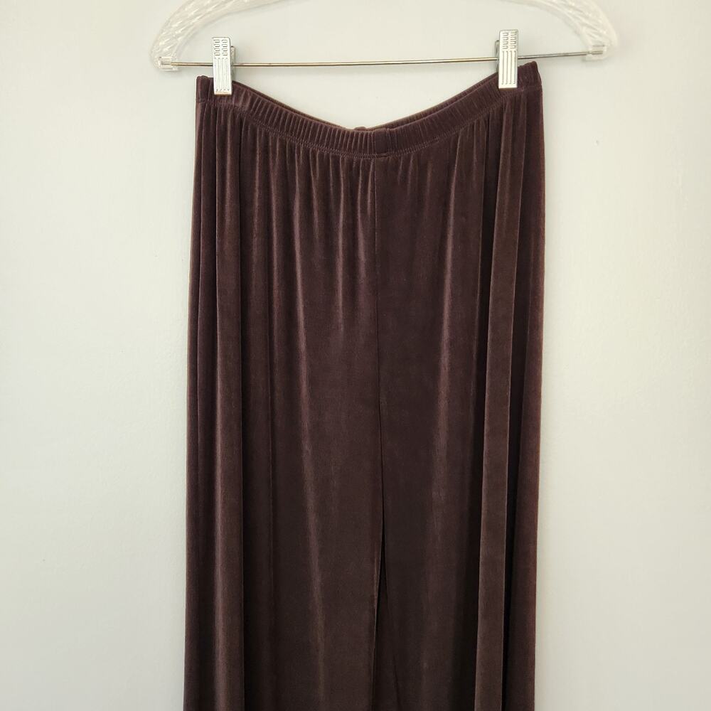 Chicos Travelers Pants Women 1S Chocolate Brown Slinky Knit Elastic Waist Dressy - Picture 2 of 16